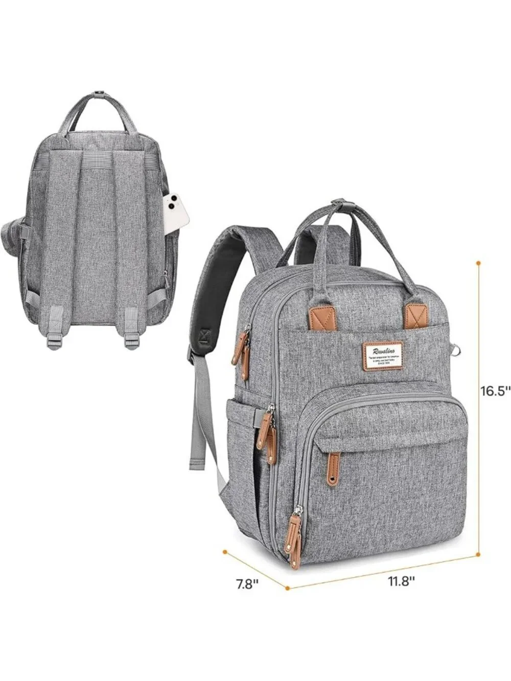 Multifunctional Travel Diaper Bag Backpack with Changing Pad, Insulated Holders